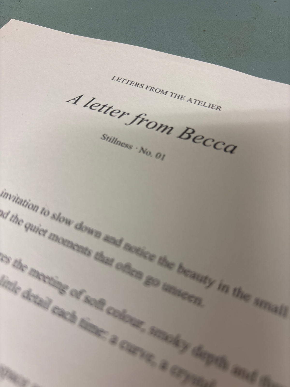 Print Club ~ Letters from the atelier