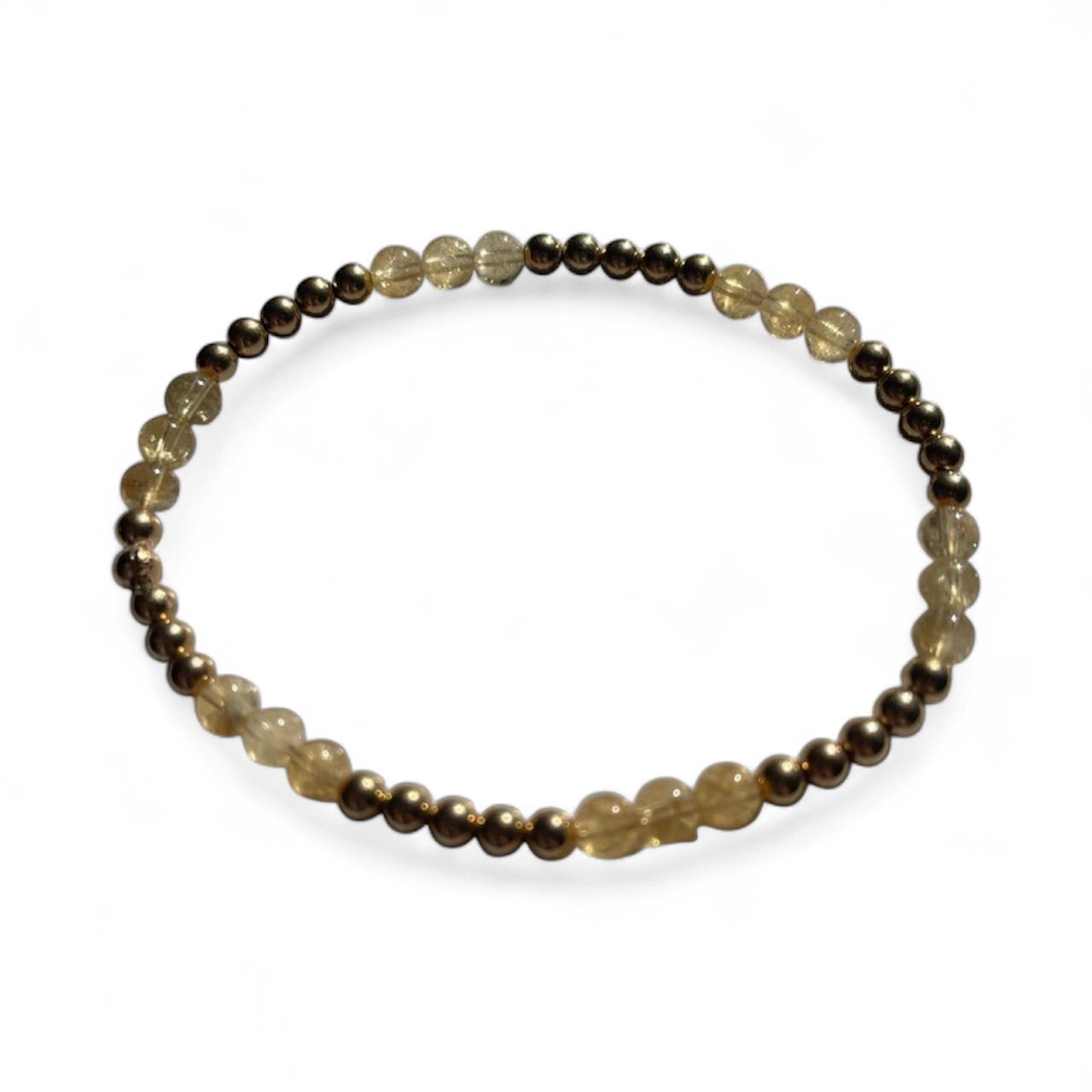 Handmade 14ct gold filled bracelet with citrine beads, 4mm, 17cm length.