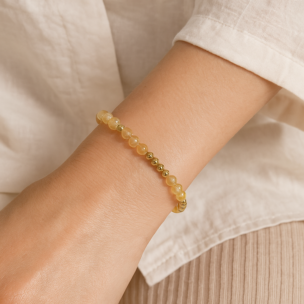 Elegant handmade bracelet with gold and citrine beads, prosperity and healing jewellery.