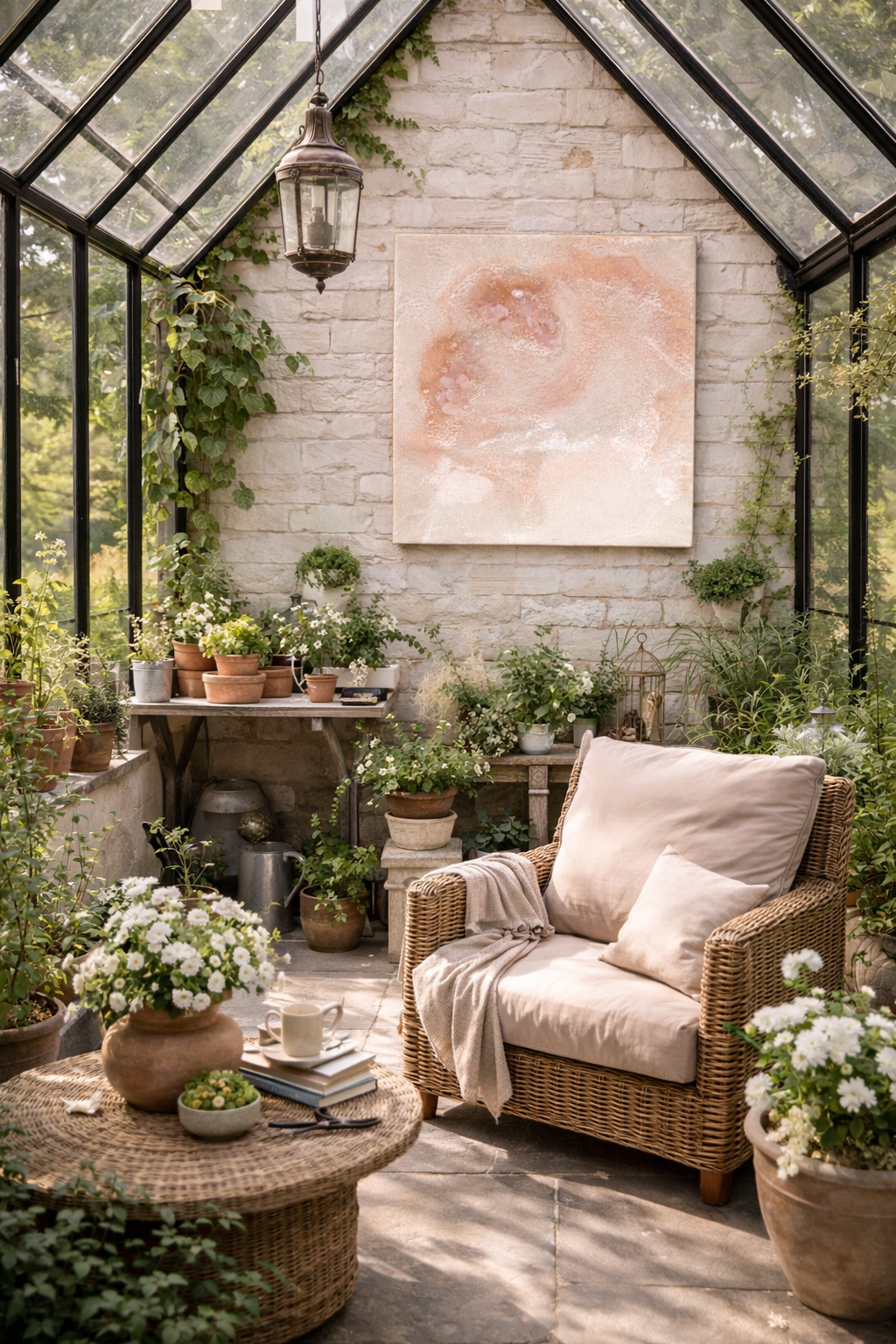 20cm resin artwork with embedded clear quartz and rose quartz crystals, designed for calming and healing home decor.