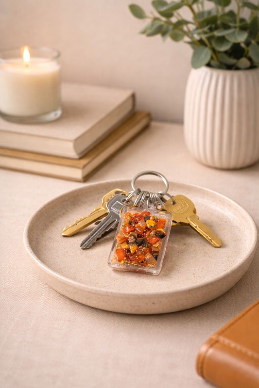 Limited edition Fire Horse keyring inspired by Chinese New Year, featuring carnelian and tiger’s eye