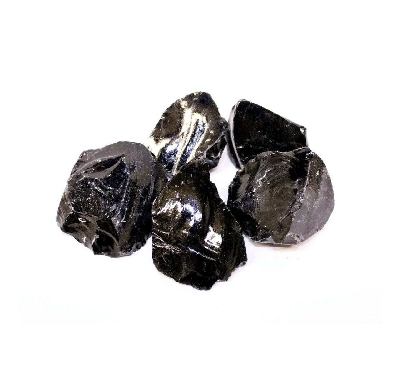 Raw black obsidian crystal approx 3 inches, grounding protection stone.